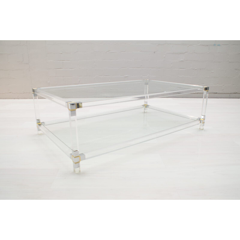 Vintage glass coffee table, France 1970