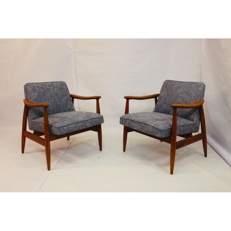 Pair of vintage armchairs in beechwood by Juliusz Kedziorek