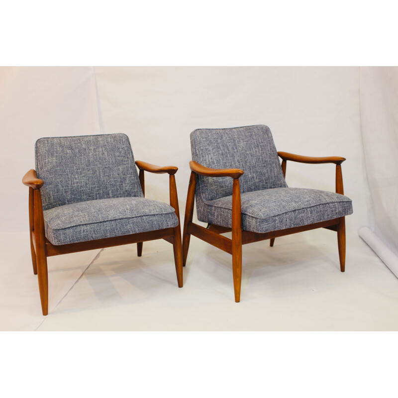 Pair of vintage armchairs in beechwood by Juliusz Kedziorek