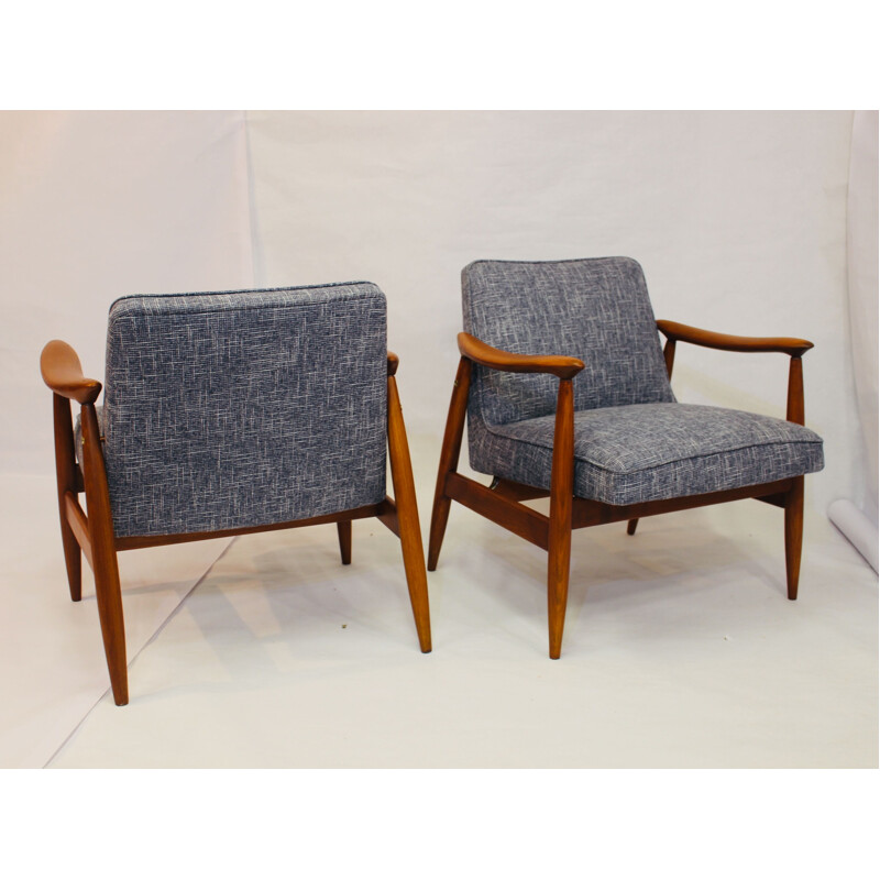 Pair of vintage armchairs in beechwood by Juliusz Kedziorek