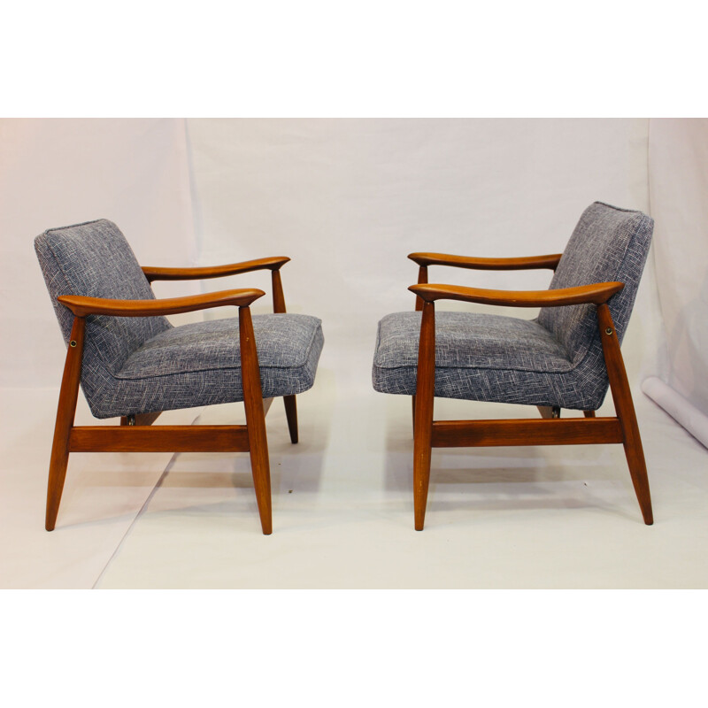 Paire de fauteuils vintage en hêtre par Juliusz Kedziorek