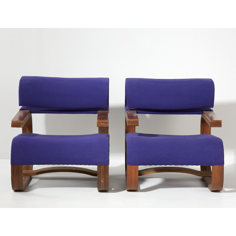 Set of 2 Scandinavian purple chairs by Jan Bocan for Thonet