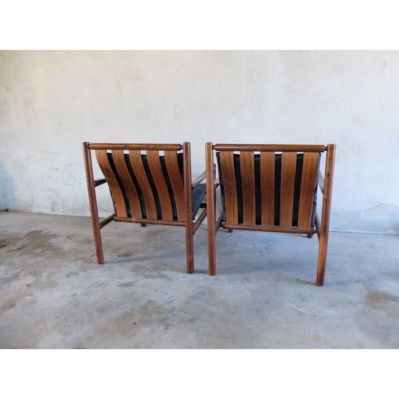 Pair of armchairs and ottoman in rosewood by Jörgen Nilsson