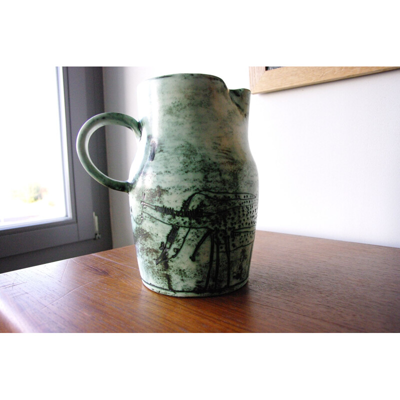 Vintage ceramic pitcher by Jacques Blin, 1950