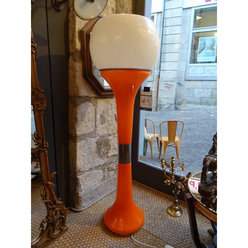 Lampe orange en opaline par Carlo Nason