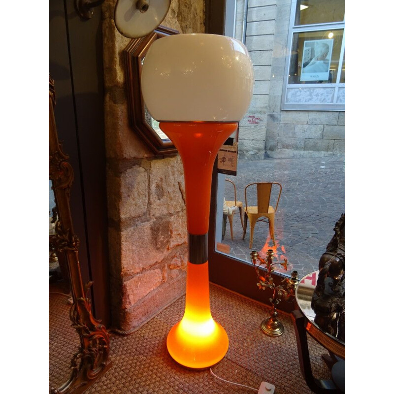 Lampe orange en opaline par Carlo Nason