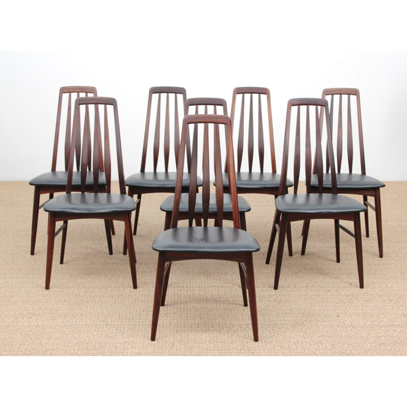 Set of 8 Eva chairs in rosewood