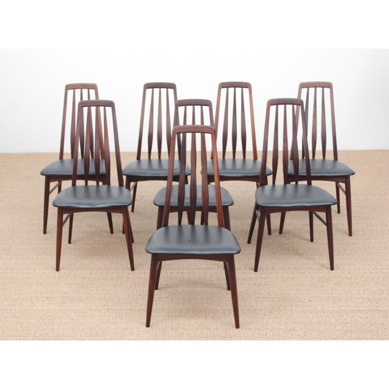 Set of 8 Eva chairs in rosewood