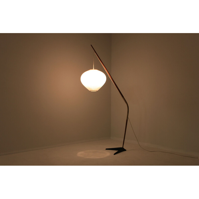 Vintage floor lamp in teak and brass by Holm Sørensen