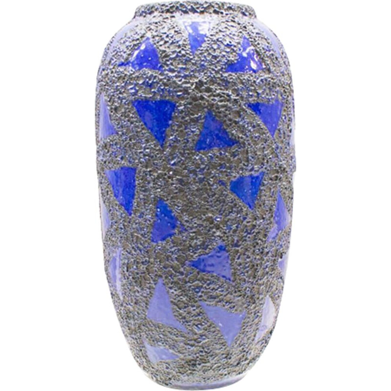 Vase vintage en céramique lave avec motif poisson