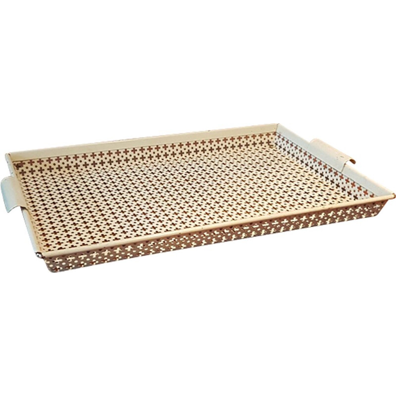 Vintage perforated metal serving tray by Mathieu Mategot