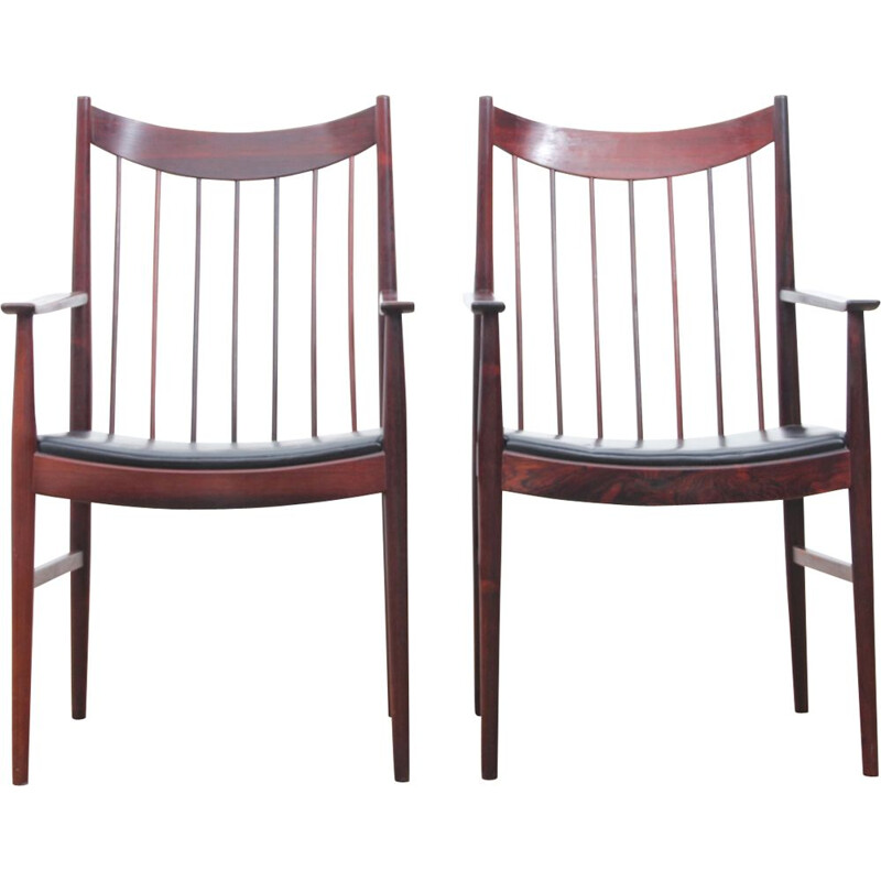 Conjunto de 2 cadeiras escandinavas em pau-rosa