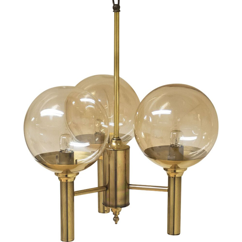 Vintage brass chandelier by Svend Mejlstrøm