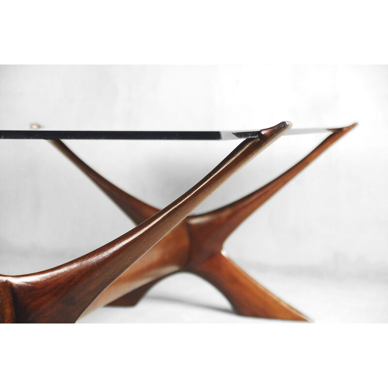 Vintage danish sculptured table by Illum Wikkelsø for Soren Willadsen