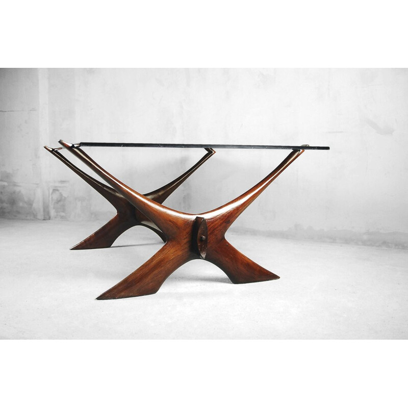 Vintage danish sculptured table by Illum Wikkelsø for Soren Willadsen