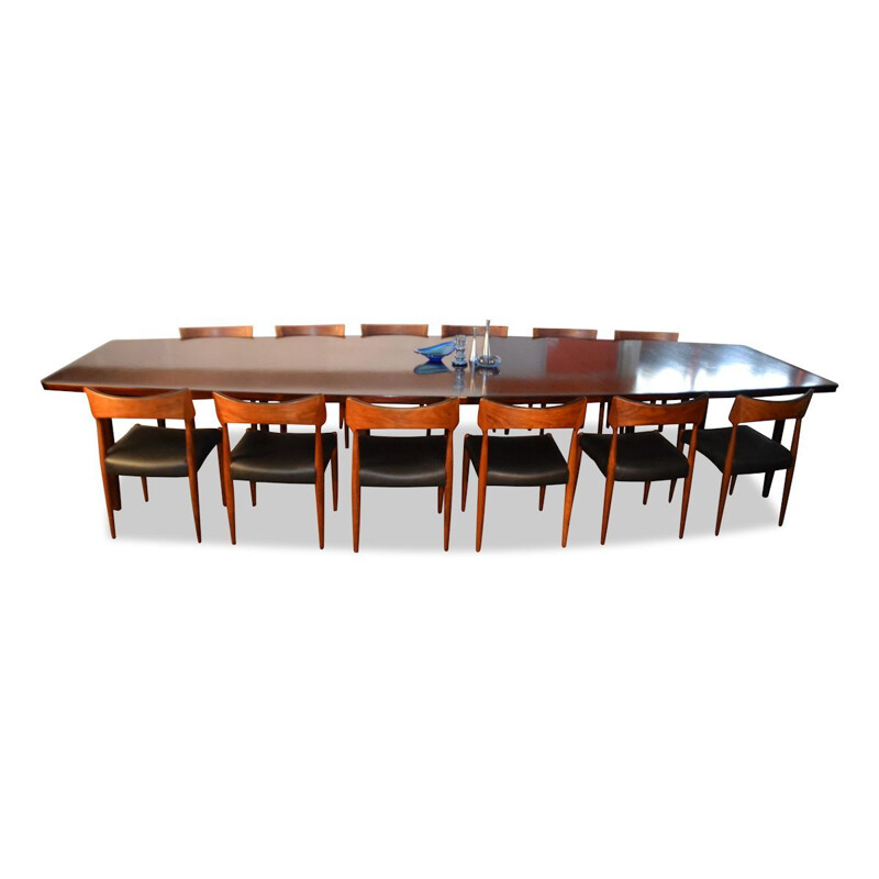 Danish design rosewood boat-shape conference table