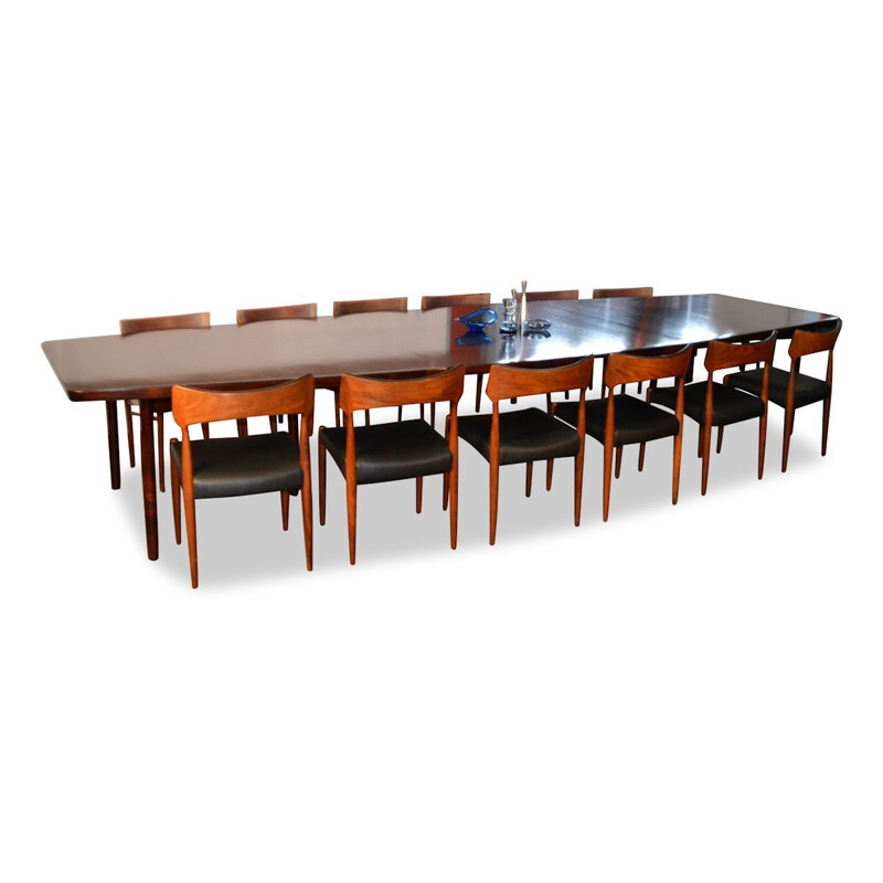 Danish design rosewood boat-shape conference table