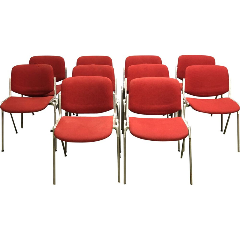 Set of 10 vintage chairs DSC 106 by Piretti for Castelli