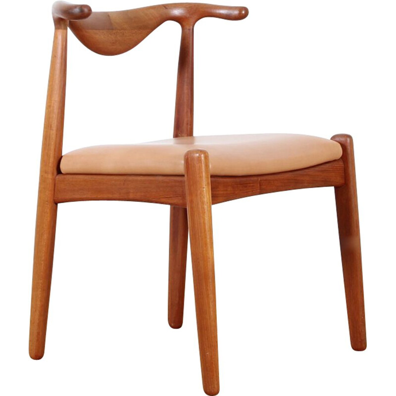 Set of 4 Scandinavian chairs in leather