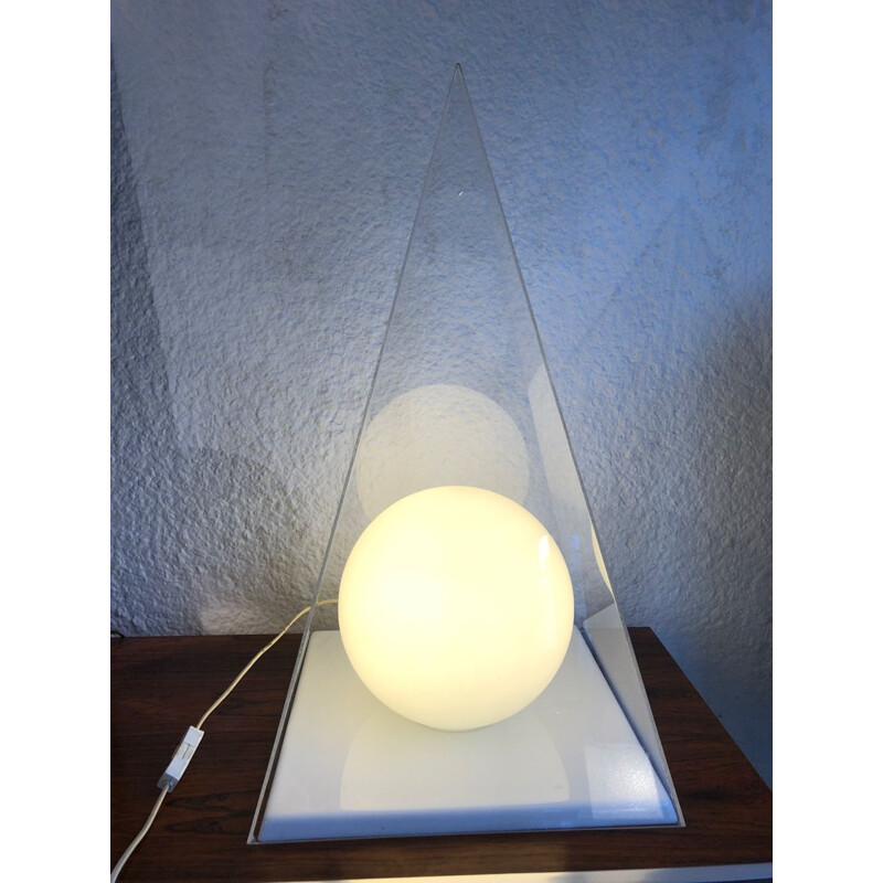 Lampe pyramide vintage en plexiglas