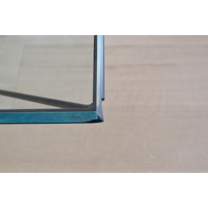 Table basse vintage carrée en verre années 70