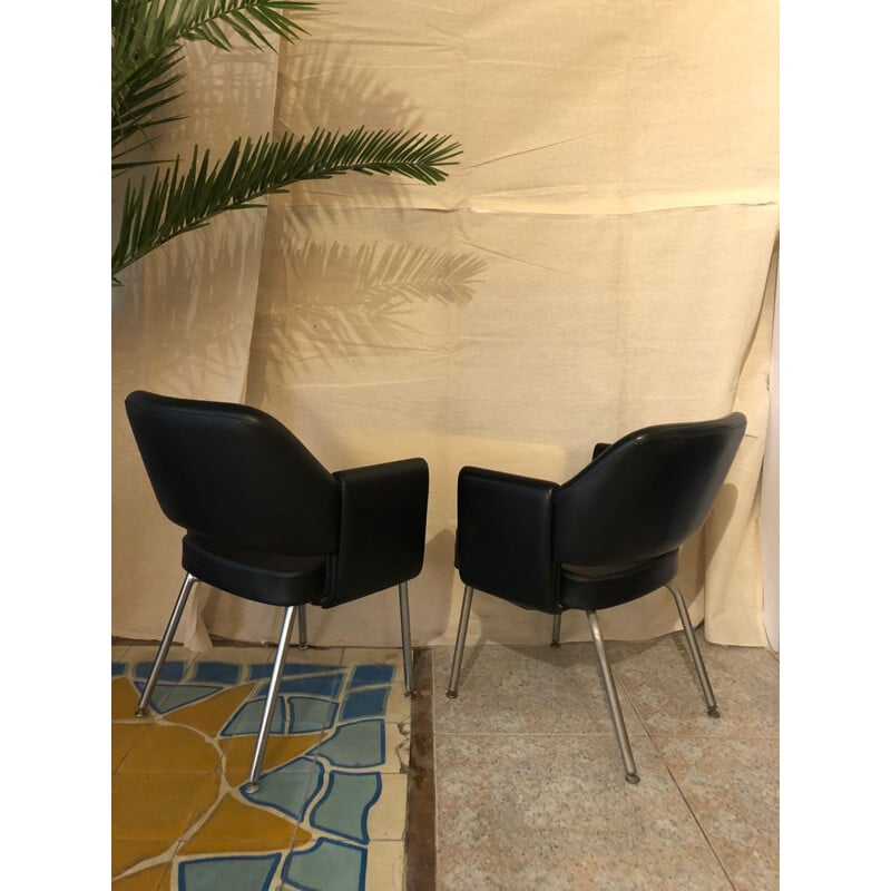 Pair of black armchairs by Marc Simon 