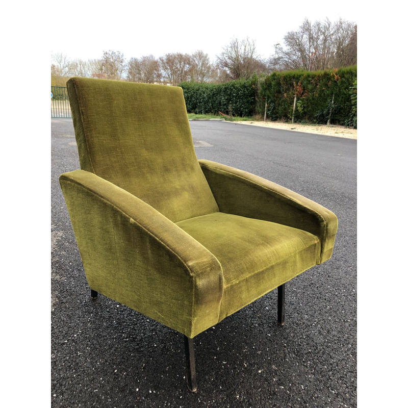 Pair of green velvet chairs by ARP