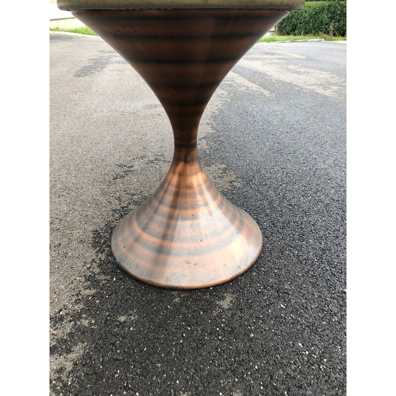 Vintage round table with smoked glass top