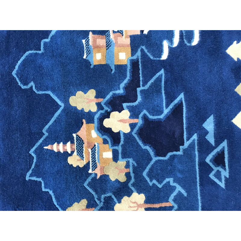 Blue Chinese carpet in wool