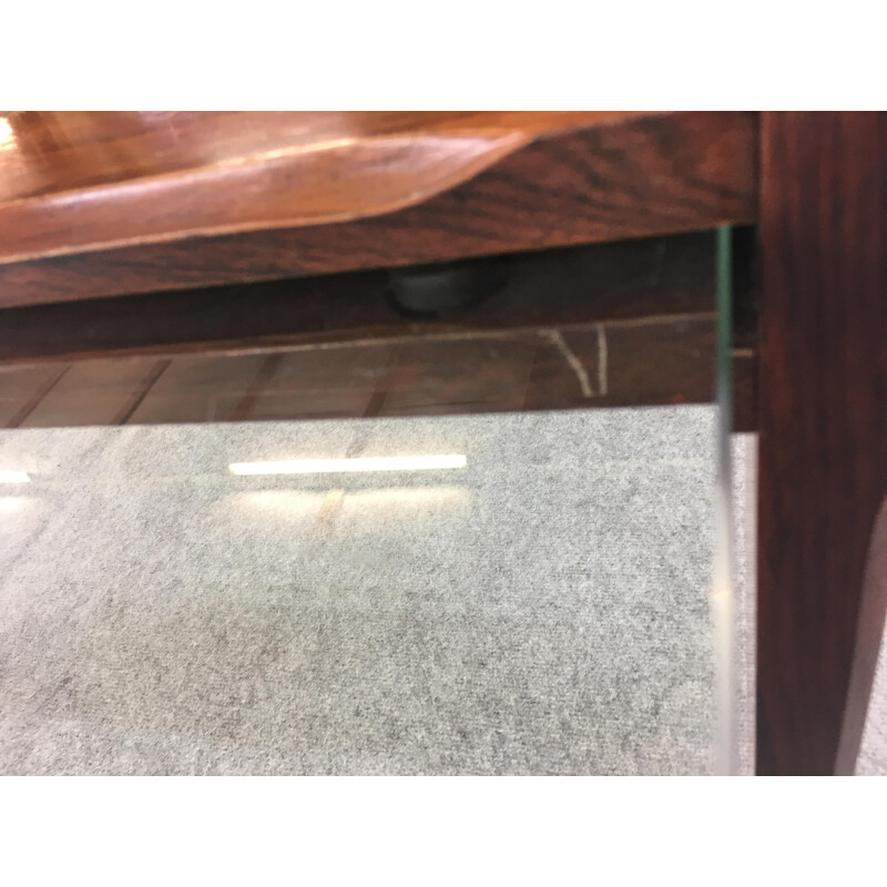 Table basse Brésilienne en palissandre avec plateau verre