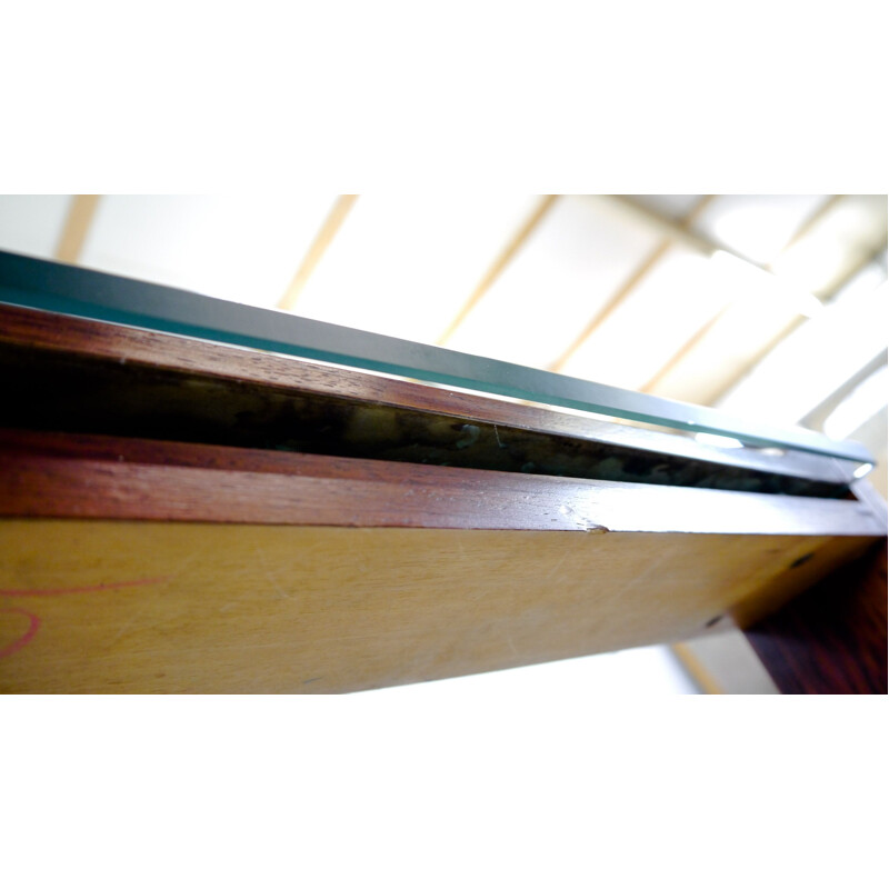 Table basse Brésilienne en palissandre avec plateau verre