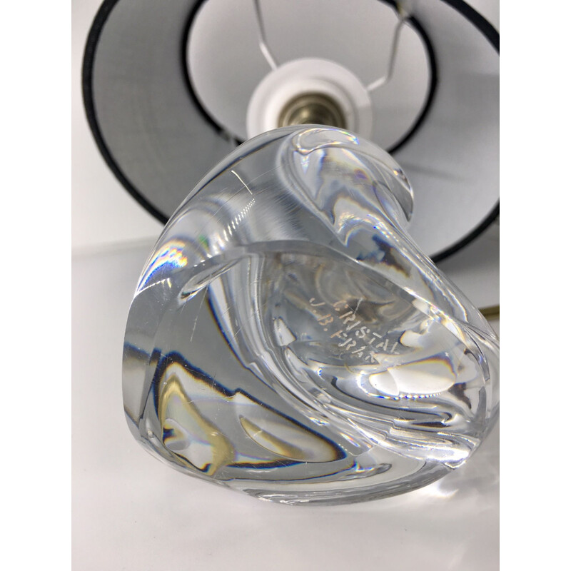 Lampe gravée vintage en cristal