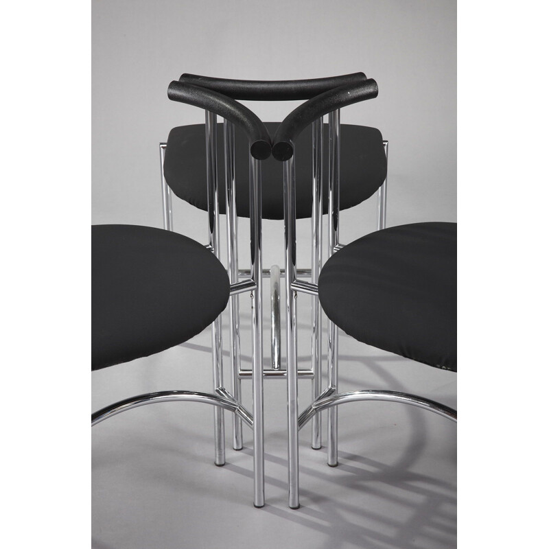 Set of 3 black Tokyo chairs by Rodney Kinsman