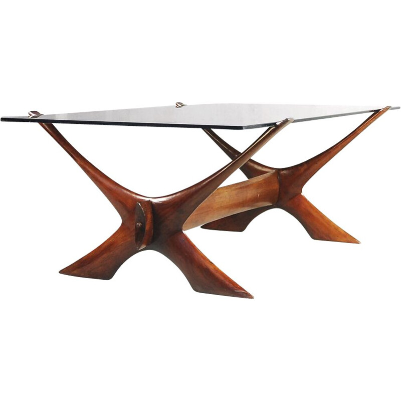 Vintage danish sculptured table by Illum Wikkelsø for Soren Willadsen