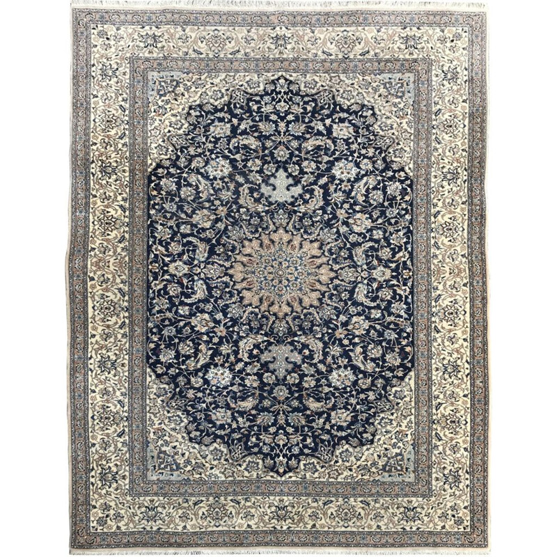 Tapis perse vintage en laine et soie