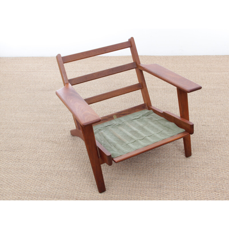 Fauteuil vintage scandinave "GE 290" en teck par Hans Wegner