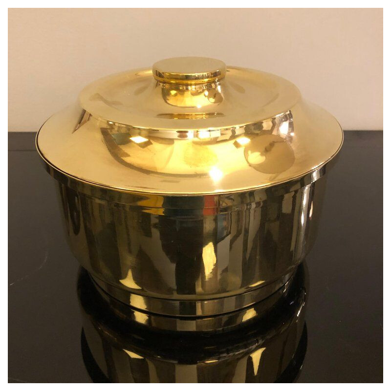 Vintage Italian round ice bucket in brass