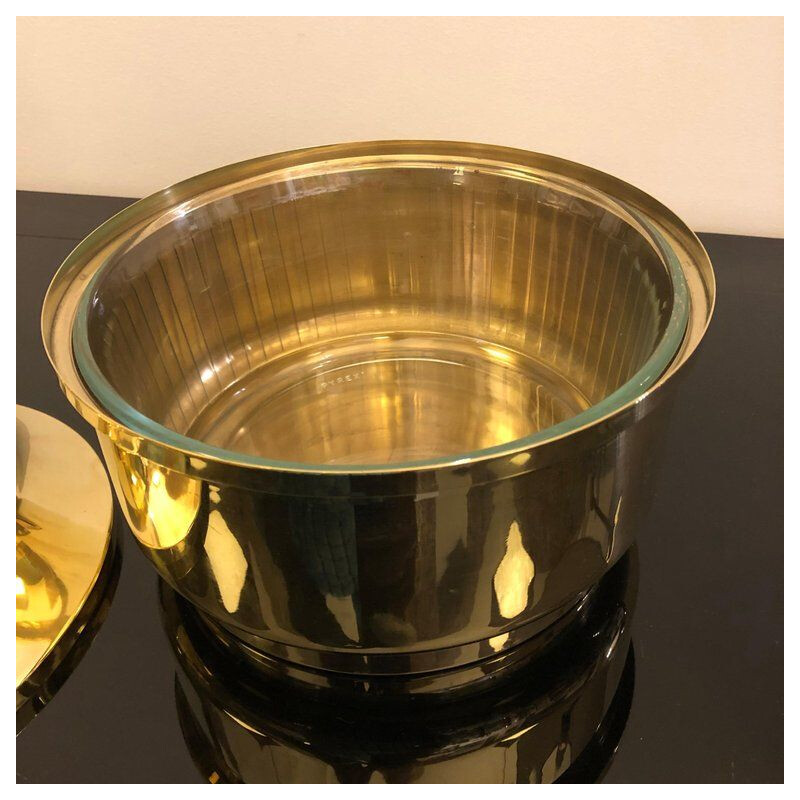 Vintage Italian round ice bucket in brass