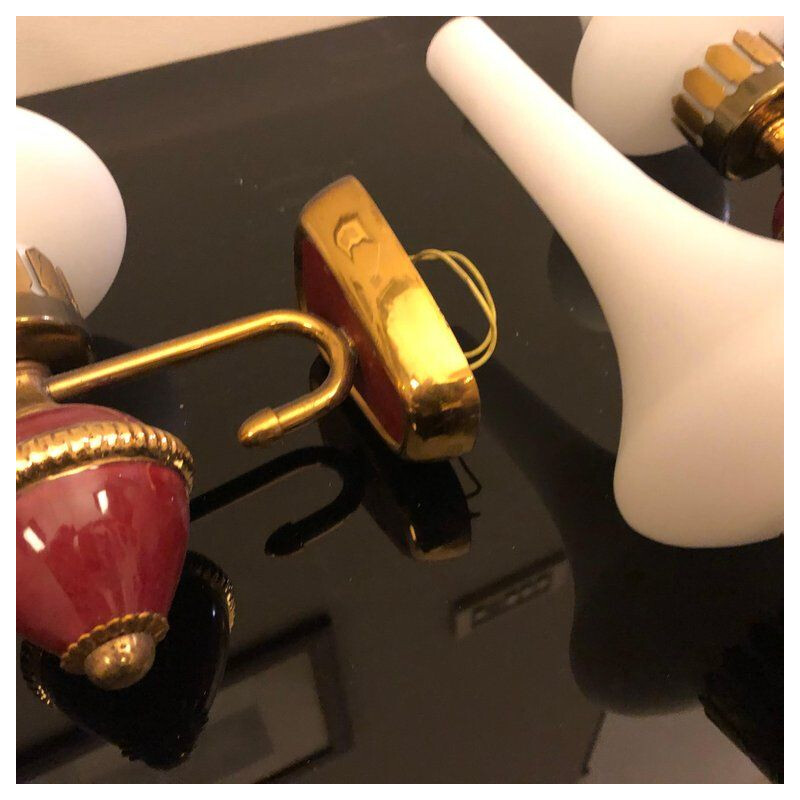 Set of 4 vintage Italian wall lamps in brass
