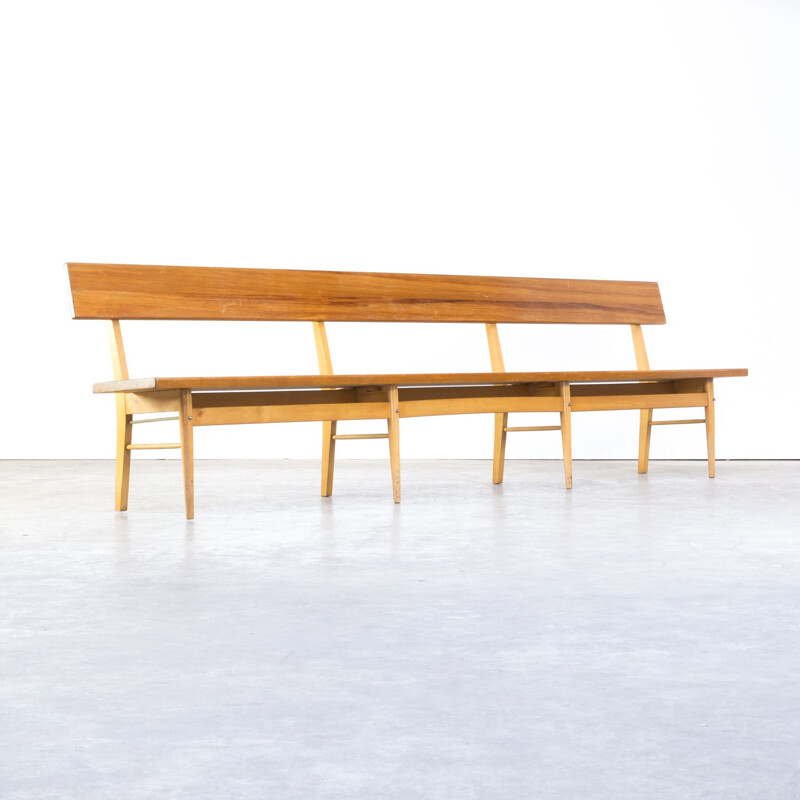 Vintage bench in oak and birch wood