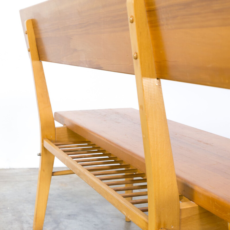 Vintage bench in oak and birch wood