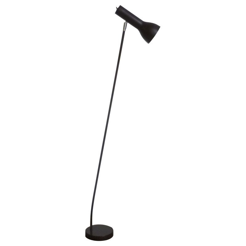 Vintage floor lamp in dark brown lacquered steel - 1960s 