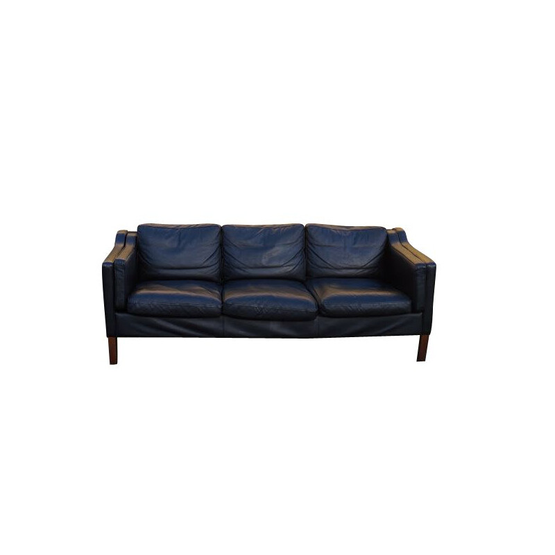 Vintage Scandinavian 3-seater sofa in leather