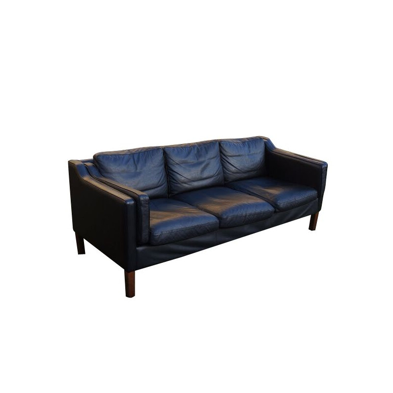 Vintage Scandinavian 3-seater sofa in leather