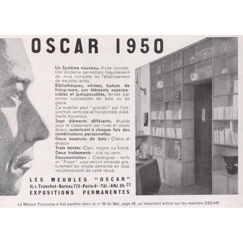 Vintage bookcase in oak by Didier Rozaffy for Oscar