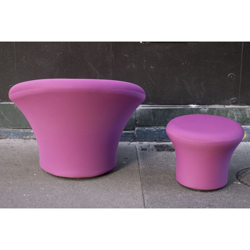 Vintage purple armchair and ottoman "Mushroom" by Pierre Paulin for Artifort