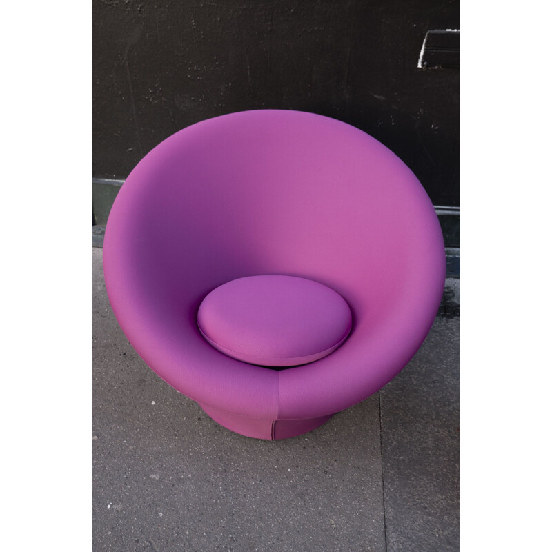 Vintage purple armchair and ottoman "Mushroom" by Pierre Paulin for Artifort