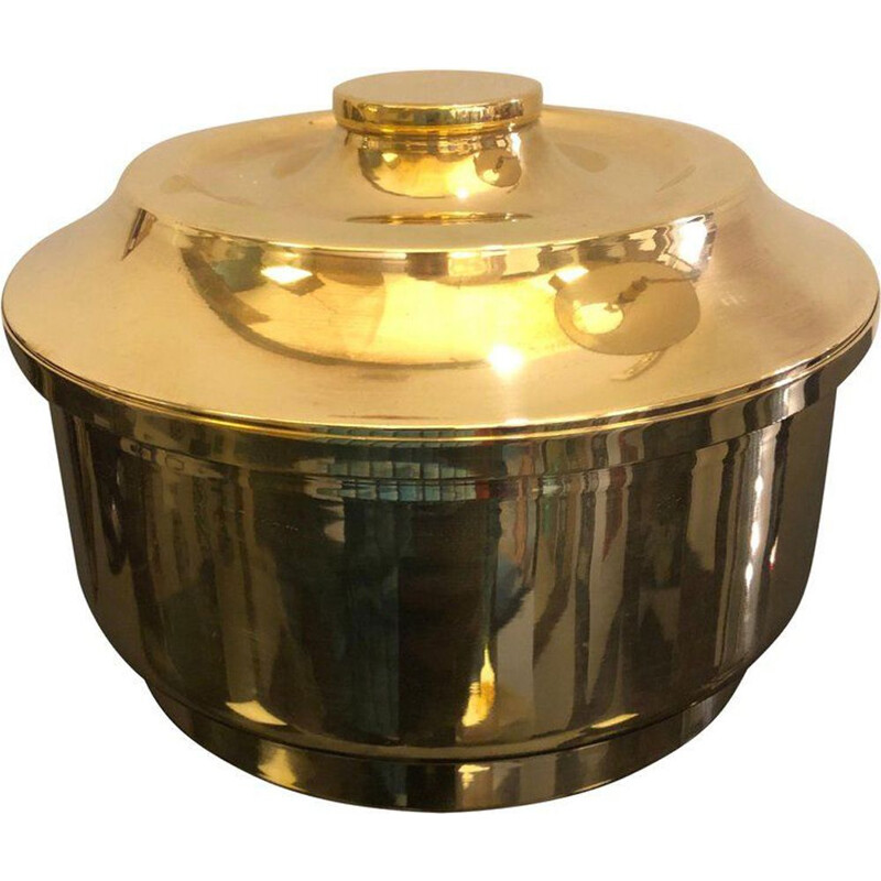 Vintage Italian round ice bucket in brass