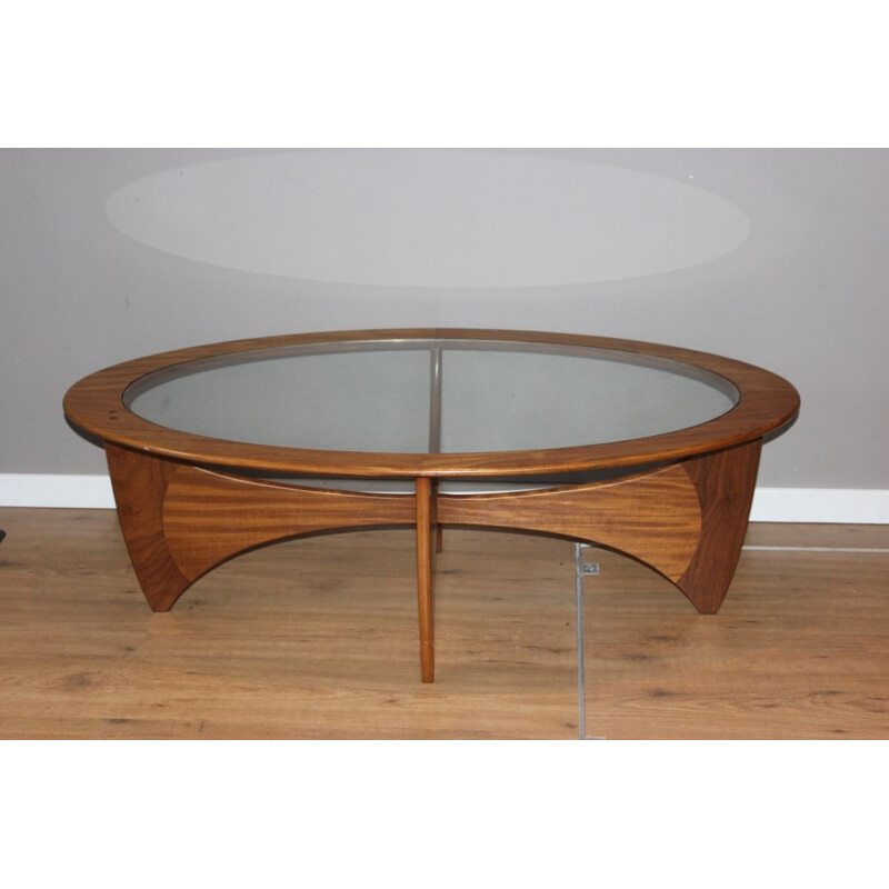 Vintage oval coffee table in teak and glass by VB Wilkins for G-Plan