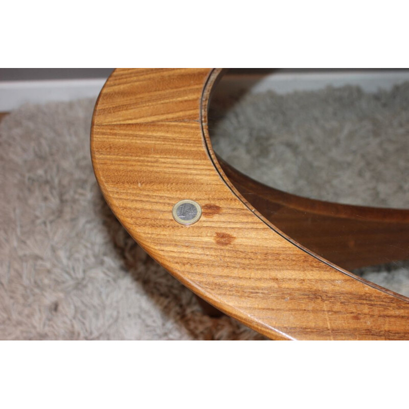 Vintage oval coffee table in teak and glass by VB Wilkins for G-Plan